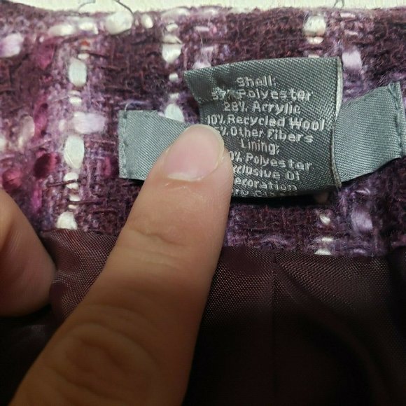 Ann Taylor Purple Tweed Open Blazer Acrylic WOOL - Picture 6 of 10